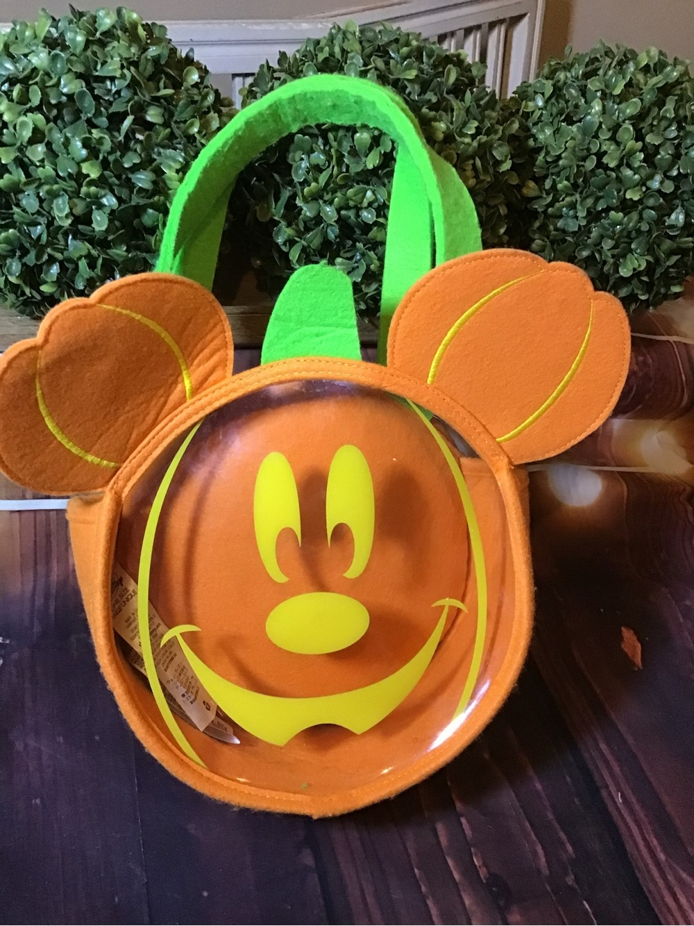Disney store Mickey Mouse orange felt Halloween trick or treat bag